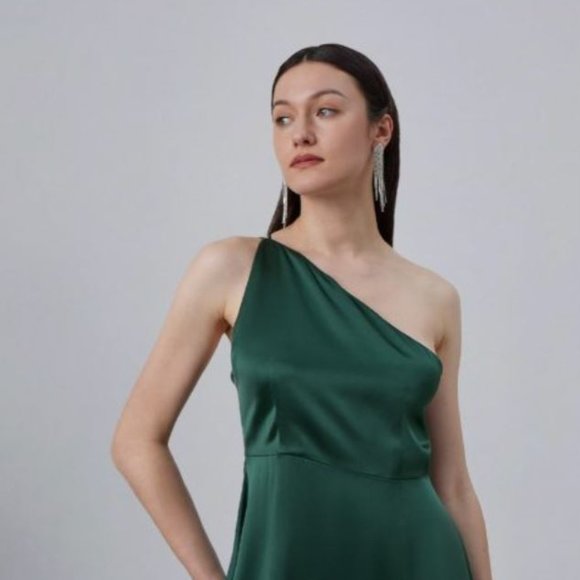 Wicked One Shoulder Silk Maxi Dress - Picture 3 of 5